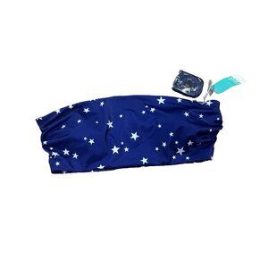 Outdoor Oasis Seaside Cabana Padded Swimsuit Top With Strap Blue Stars Size XL